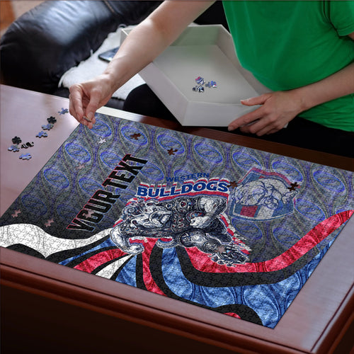 Personalised Western Bulldogs Puzzle Trippy Psychedelic Abstract Art Mascot Football Fans