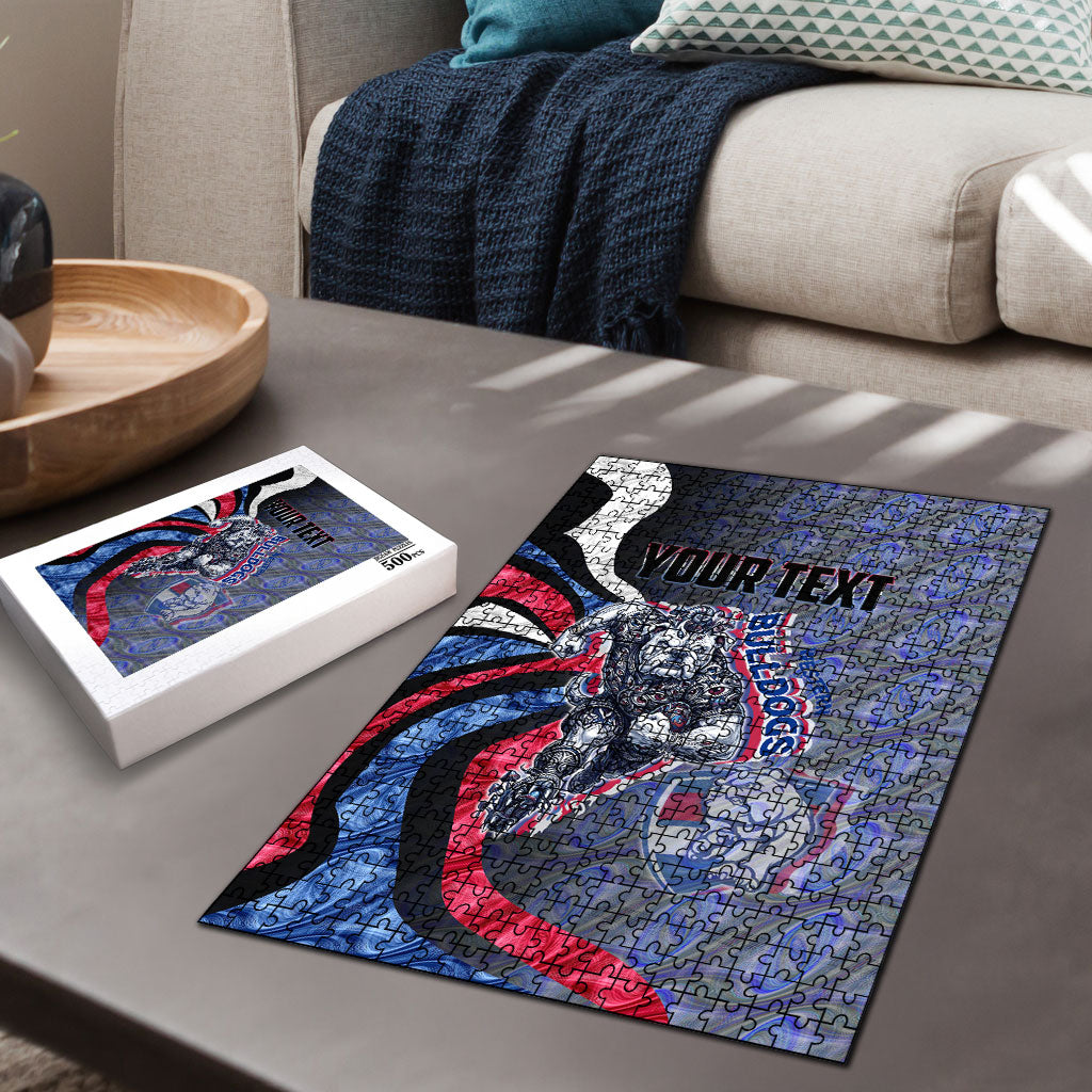 Personalised Western Bulldogs Puzzle Trippy Psychedelic Abstract Art Mascot Football Fans
