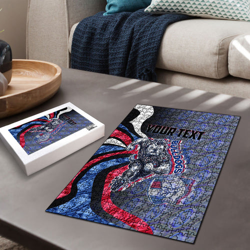 Personalised Western Bulldogs Puzzle Trippy Psychedelic Abstract Art Mascot Football Fans