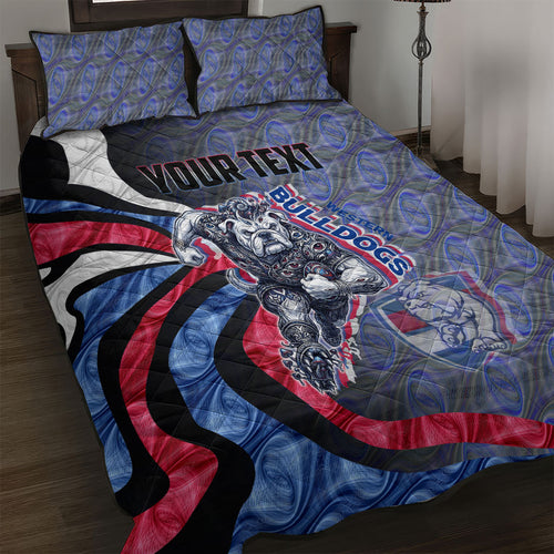 Personalised Western Bulldogs Quilt Bed Set Trippy Psychedelic Abstract Art Mascot Football Fans