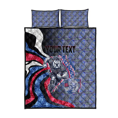 Personalised Western Bulldogs Quilt Bed Set Trippy Psychedelic Abstract Art Mascot Football Fans