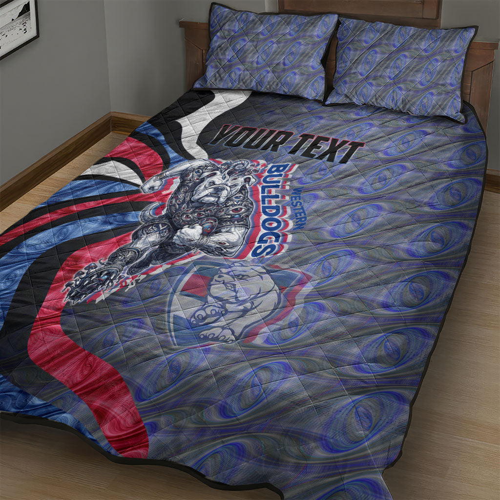 Personalised Western Bulldogs Quilt Bed Set Trippy Psychedelic Abstract Art Mascot Football Fans