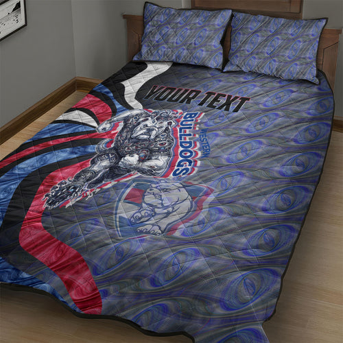 Personalised Western Bulldogs Quilt Bed Set Trippy Psychedelic Abstract Art Mascot Football Fans