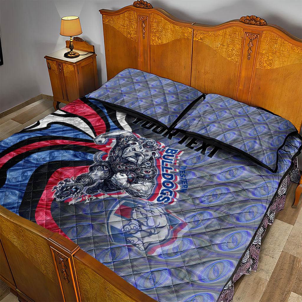 Personalised Western Bulldogs Quilt Bed Set Trippy Psychedelic Abstract Art Mascot Football Fans