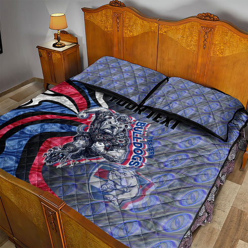 Personalised Western Bulldogs Quilt Bed Set Trippy Psychedelic Abstract Art Mascot Football Fans