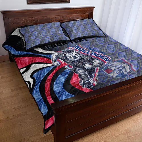 Personalised Western Bulldogs Quilt Bed Set Trippy Psychedelic Abstract Art Mascot Football Fans