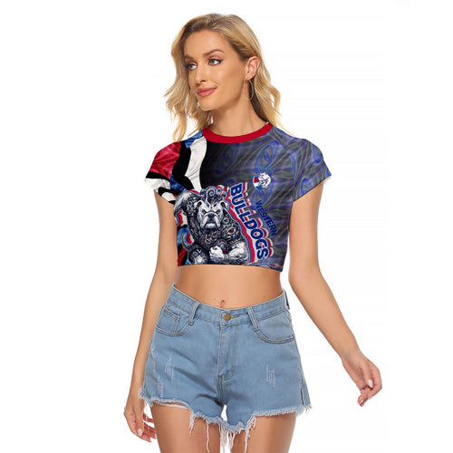 Personalised Western Bulldogs Raglan Cropped T Shirt Trippy Psychedelic Abstract Art Mascot Football Fans