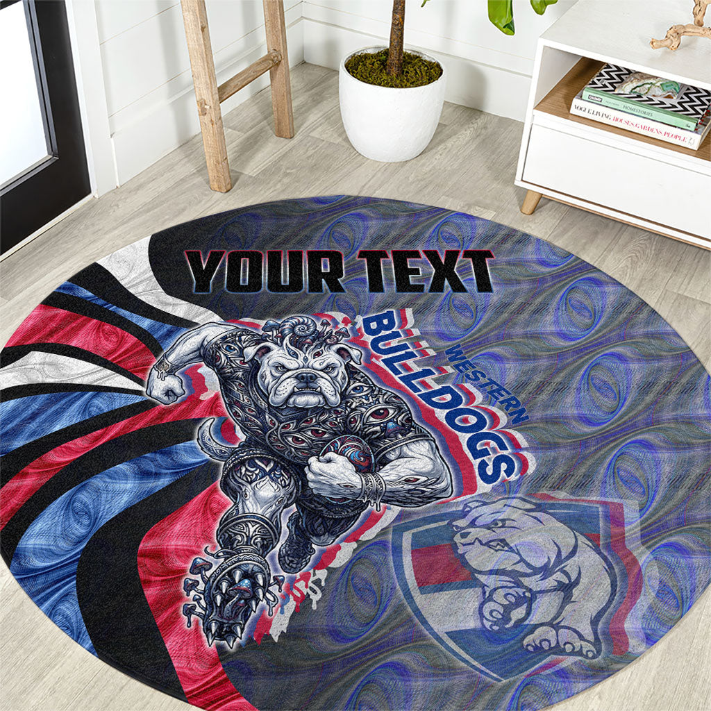 Personalised Western Bulldogs Round Carpet Trippy Psychedelic Abstract Art Mascot Football Fans