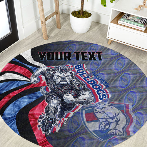 Personalised Western Bulldogs Round Carpet Trippy Psychedelic Abstract Art Mascot Football Fans