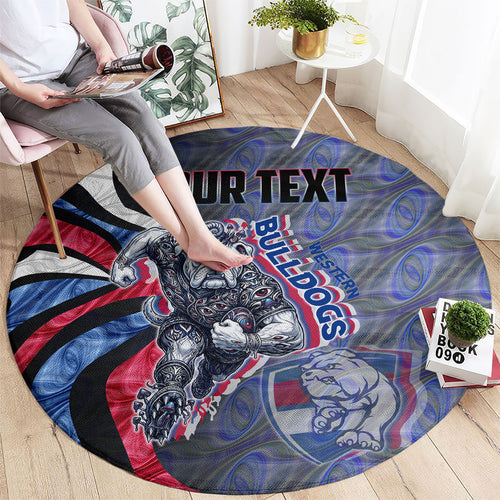 Personalised Western Bulldogs Round Carpet Trippy Psychedelic Abstract Art Mascot Football Fans