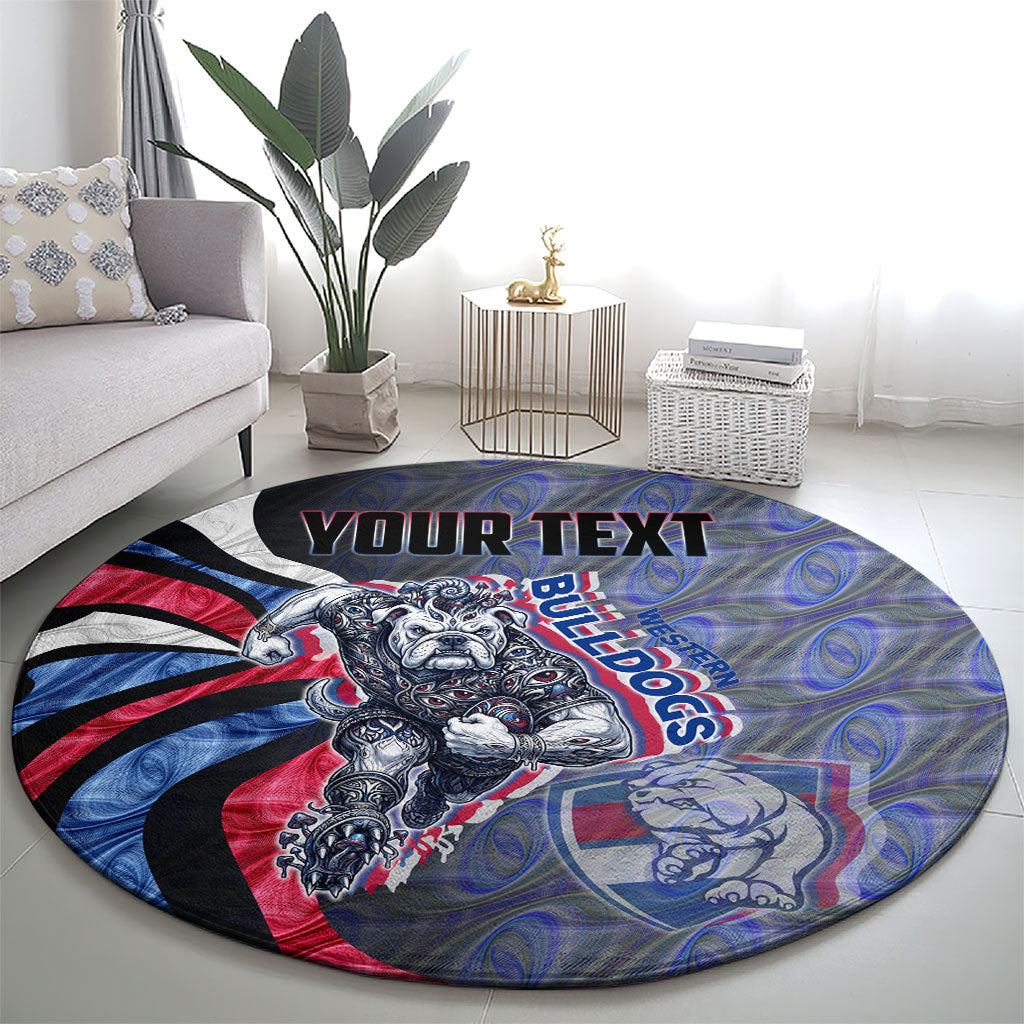 Personalised Western Bulldogs Round Carpet Trippy Psychedelic Abstract Art Mascot Football Fans
