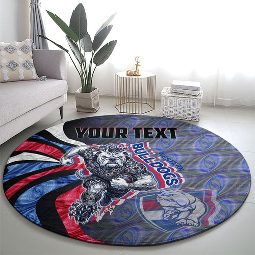 Personalised Western Bulldogs Round Carpet Trippy Psychedelic Abstract Art Mascot Football Fans
