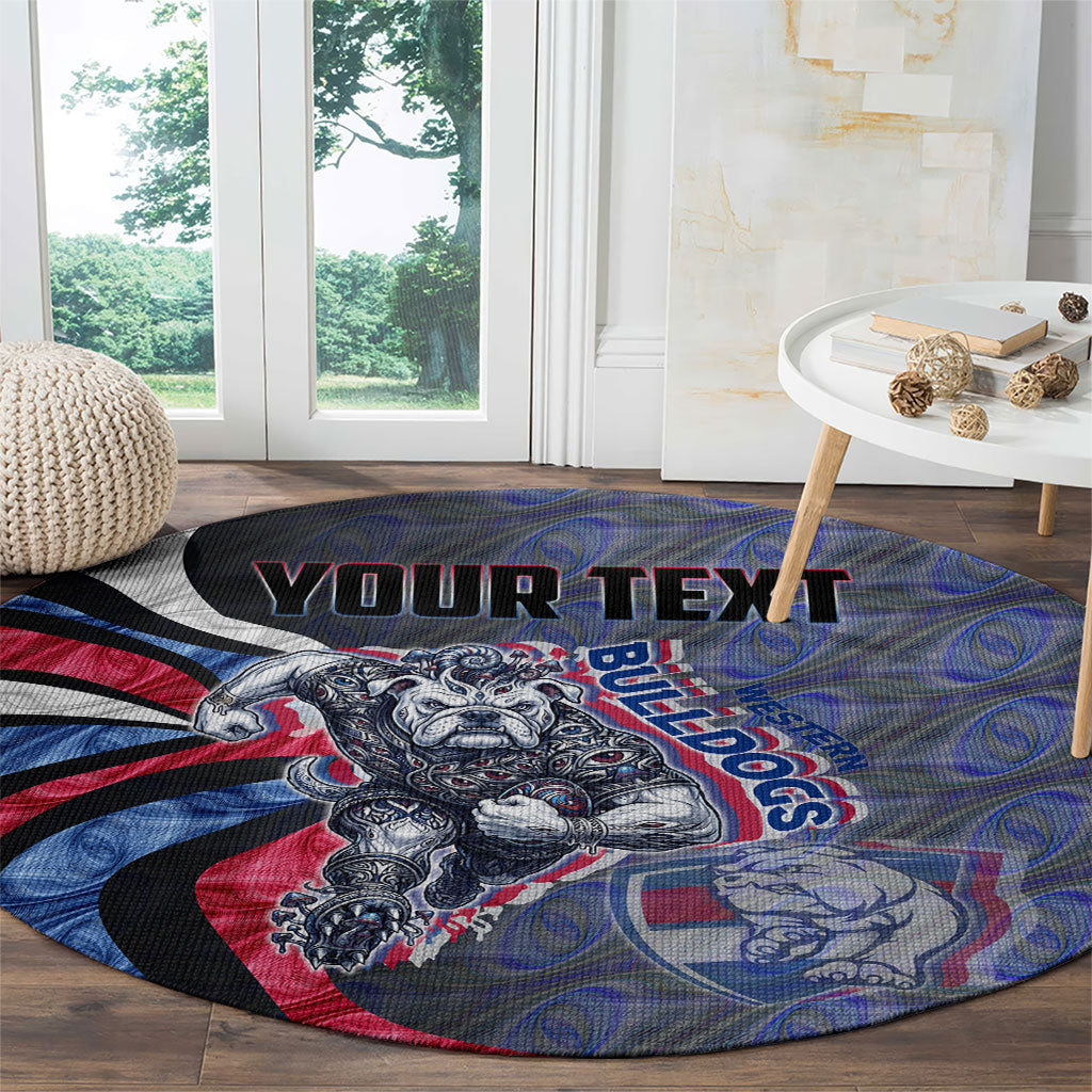 Personalised Western Bulldogs Round Carpet Trippy Psychedelic Abstract Art Mascot Football Fans