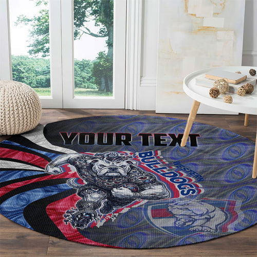 Personalised Western Bulldogs Round Carpet Trippy Psychedelic Abstract Art Mascot Football Fans