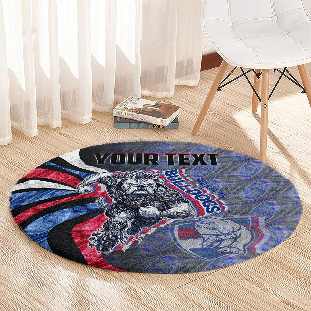 Personalised Western Bulldogs Round Carpet Trippy Psychedelic Abstract Art Mascot Football Fans