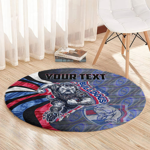 Personalised Western Bulldogs Round Carpet Trippy Psychedelic Abstract Art Mascot Football Fans