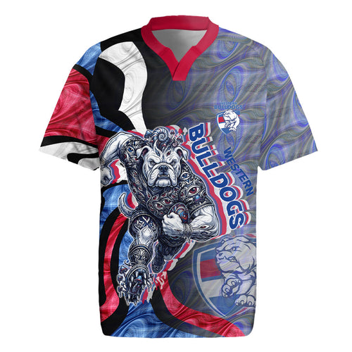 Personalised Western Bulldogs Rugby Jersey Trippy Psychedelic Abstract Art Mascot Football Fans