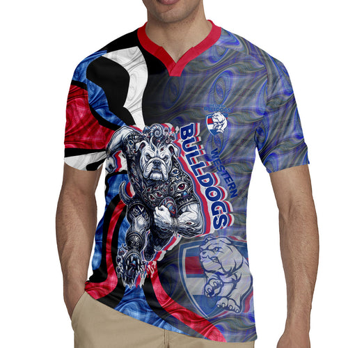 Personalised Western Bulldogs Rugby Jersey Trippy Psychedelic Abstract Art Mascot Football Fans