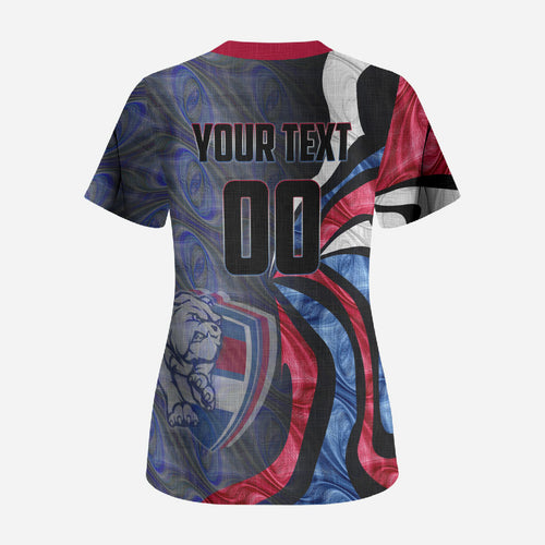 Personalised Western Bulldogs Scrub Top Trippy Psychedelic Abstract Art Mascot Football Fans