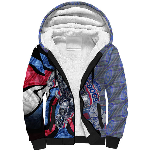 Personalised Western Bulldogs Sherpa Hoodie Trippy Psychedelic Abstract Art Mascot Football Fans