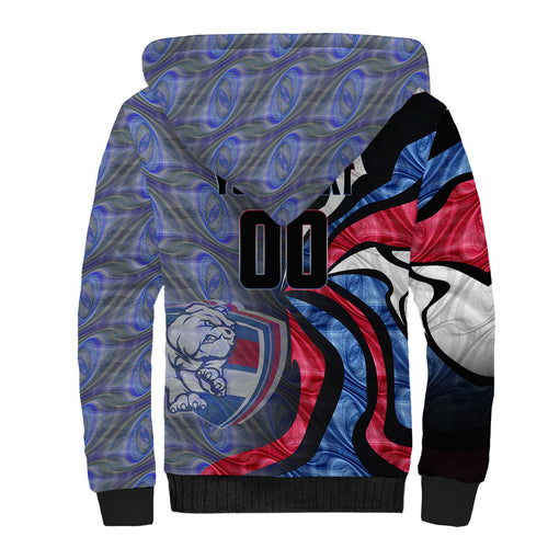 Personalised Western Bulldogs Sherpa Hoodie Trippy Psychedelic Abstract Art Mascot Football Fans