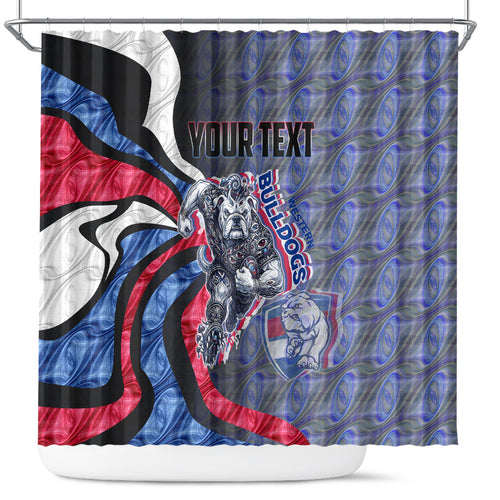 Personalised Western Bulldogs Shower Curtain Trippy Psychedelic Abstract Art Mascot Football Fans
