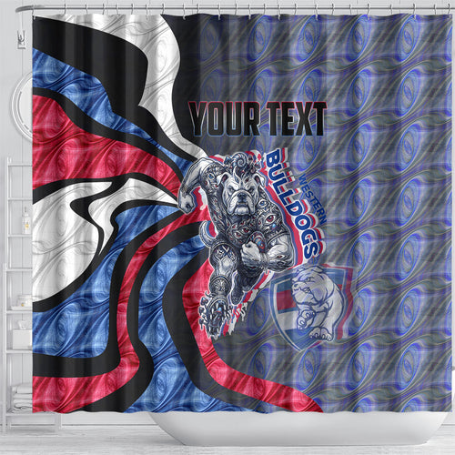 Personalised Western Bulldogs Shower Curtain Trippy Psychedelic Abstract Art Mascot Football Fans