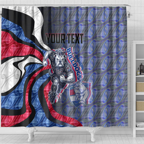 Personalised Western Bulldogs Shower Curtain Trippy Psychedelic Abstract Art Mascot Football Fans