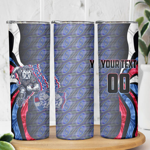 Personalised Western Bulldogs Skinny Tumbler Trippy Psychedelic Abstract Art Mascot Football Fans