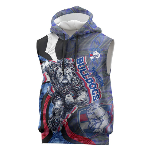Personalised Western Bulldogs Sleeveless Hoodie Trippy Psychedelic Abstract Art Mascot Football Fans