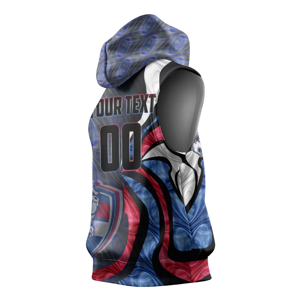 Personalised Western Bulldogs Sleeveless Hoodie Trippy Psychedelic Abstract Art Mascot Football Fans