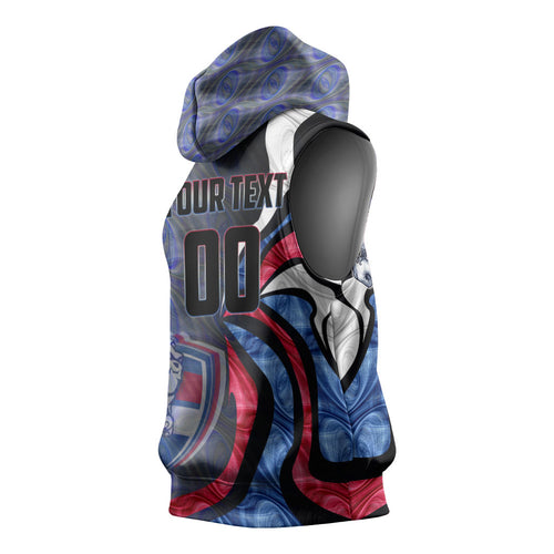 Personalised Western Bulldogs Sleeveless Hoodie Trippy Psychedelic Abstract Art Mascot Football Fans