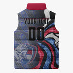 Personalised Western Bulldogs Sleeveless Puffer Jacket Trippy Psychedelic Abstract Art Mascot Football Fans