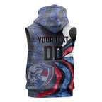 Personalised Western Bulldogs Sleeveless Zip Hoodie Trippy Psychedelic Abstract Art Mascot Football Fans