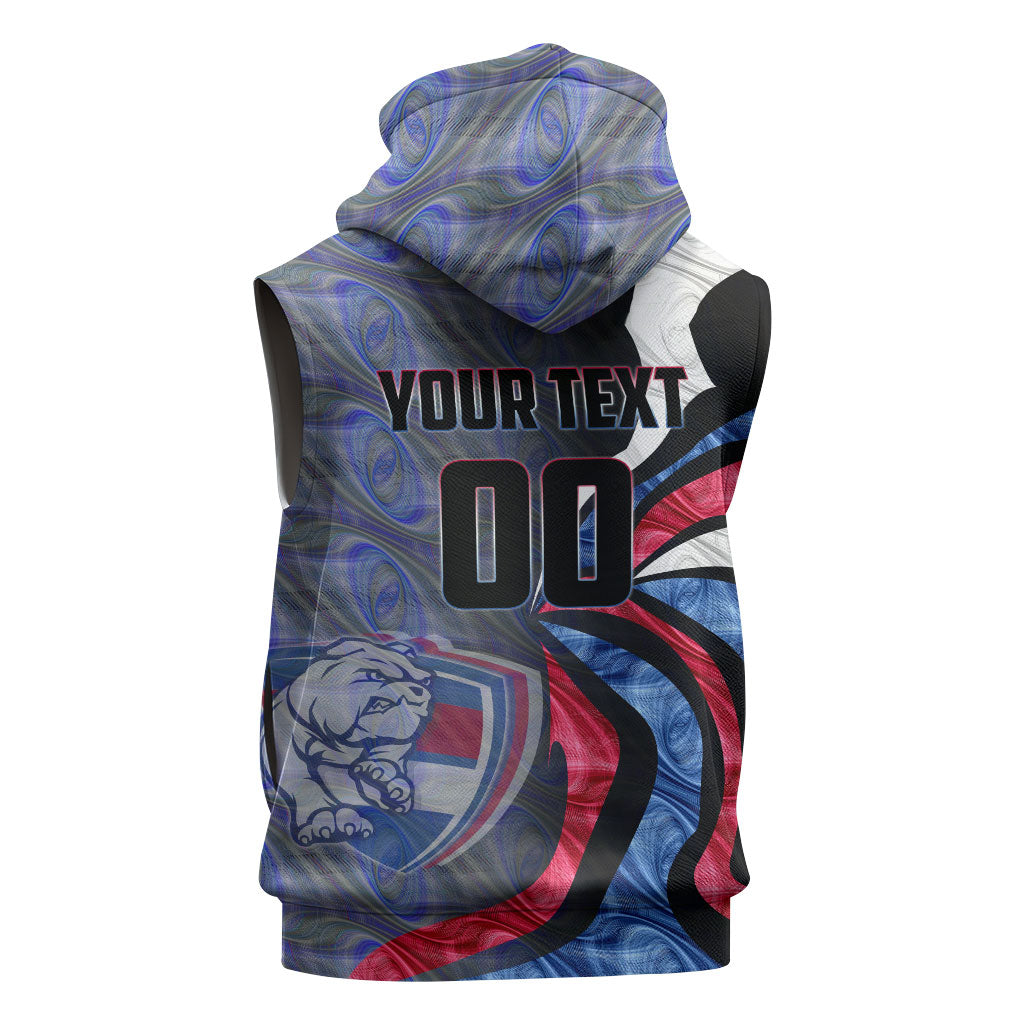 Personalised Western Bulldogs Sleeveless Zip Hoodie Trippy Psychedelic Abstract Art Mascot Football Fans