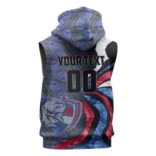 Personalised Western Bulldogs Sleeveless Zip Hoodie Trippy Psychedelic Abstract Art Mascot Football Fans