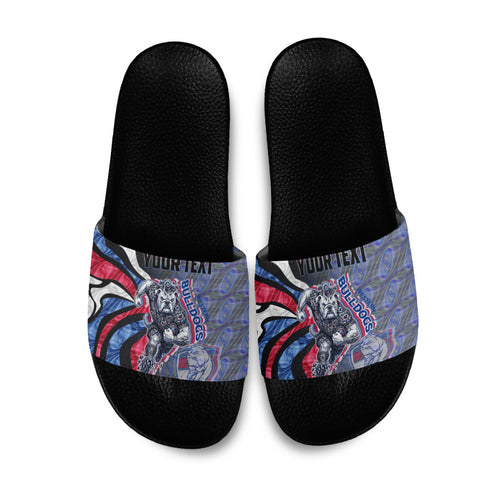 Personalised Western Bulldogs Slide Sandals Trippy Psychedelic Abstract Art Mascot Football Fans
