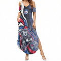 Personalised Western Bulldogs Summer Maxi Dress Trippy Psychedelic Abstract Art Mascot Football Fans