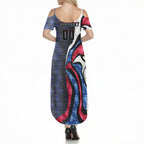 Personalised Western Bulldogs Summer Maxi Dress Trippy Psychedelic Abstract Art Mascot Football Fans