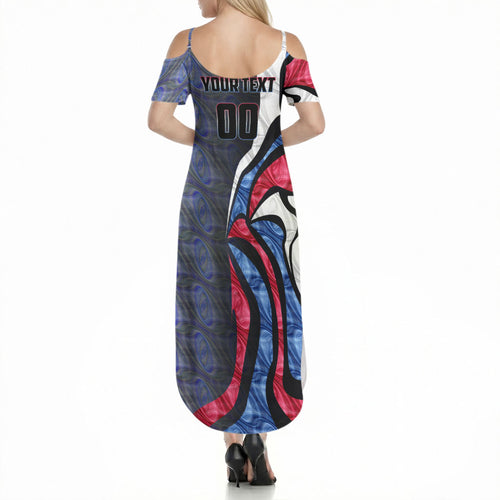 Personalised Western Bulldogs Summer Maxi Dress Trippy Psychedelic Abstract Art Mascot Football Fans