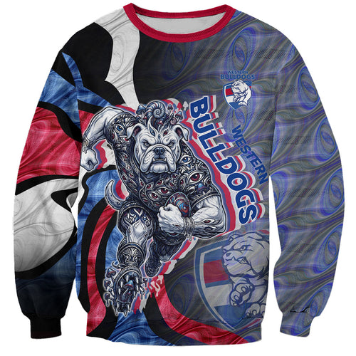 Personalised Western Bulldogs Sweatshirt Trippy Psychedelic Abstract Art Mascot Football Fans
