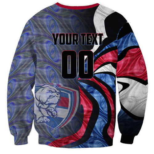 Personalised Western Bulldogs Sweatshirt Trippy Psychedelic Abstract Art Mascot Football Fans