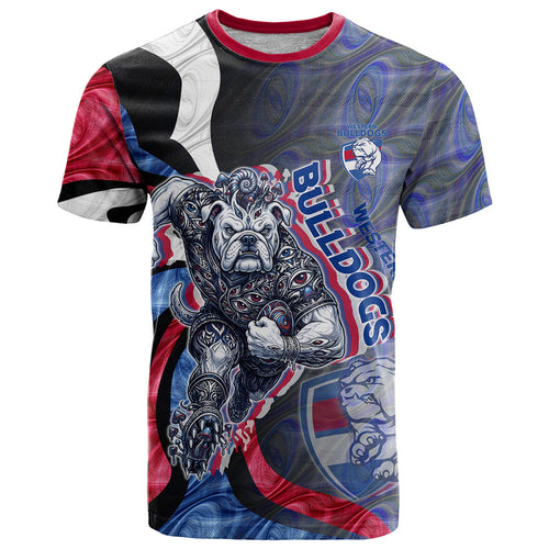 Personalised Western Bulldogs T Shirt Trippy Psychedelic Abstract Art Mascot Football Fans