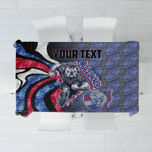 Personalised Western Bulldogs Tablecloth Trippy Psychedelic Abstract Art Mascot Football Fans