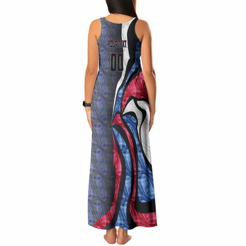 Personalised Western Bulldogs Tank Maxi Dress Trippy Psychedelic Abstract Art Mascot Football Fans