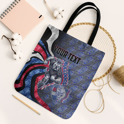 Personalised Western Bulldogs Tote Bag Trippy Psychedelic Abstract Art Mascot Football Fans