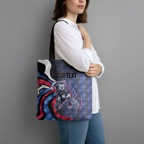 Personalised Western Bulldogs Tote Bag Trippy Psychedelic Abstract Art Mascot Football Fans