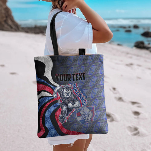 Personalised Western Bulldogs Tote Bag Trippy Psychedelic Abstract Art Mascot Football Fans
