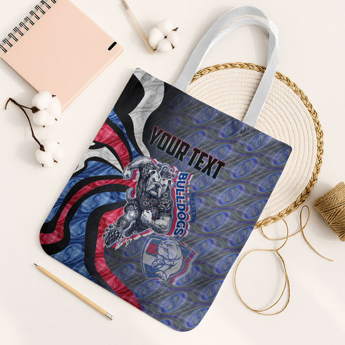 Personalised Western Bulldogs Tote Bag Trippy Psychedelic Abstract Art Mascot Football Fans