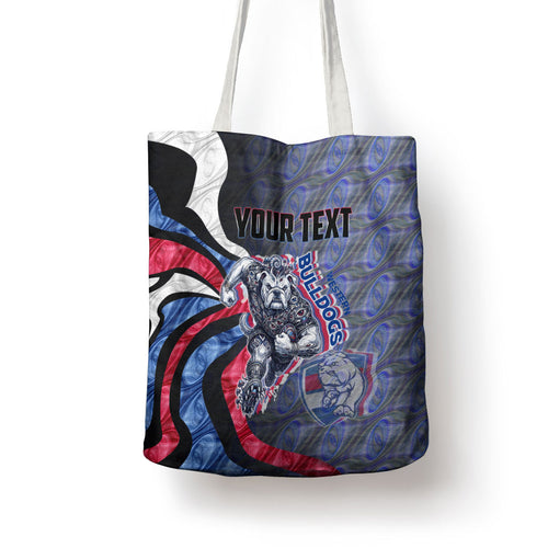 Personalised Western Bulldogs Tote Bag Trippy Psychedelic Abstract Art Mascot Football Fans